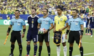 CBF contesta gol anulado de Vini Jr. contra Escócia e envia ofício à Fifa pedindo revisão de lance polêmico