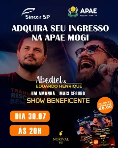 Música e solidariedade se unem em show beneficente para a APAE de Mogi das Cruzes