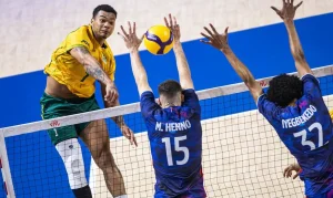 Vôlei Masculino: Brasil vence França, gigante bicampeã olímpica, e avança na Liga das Nações